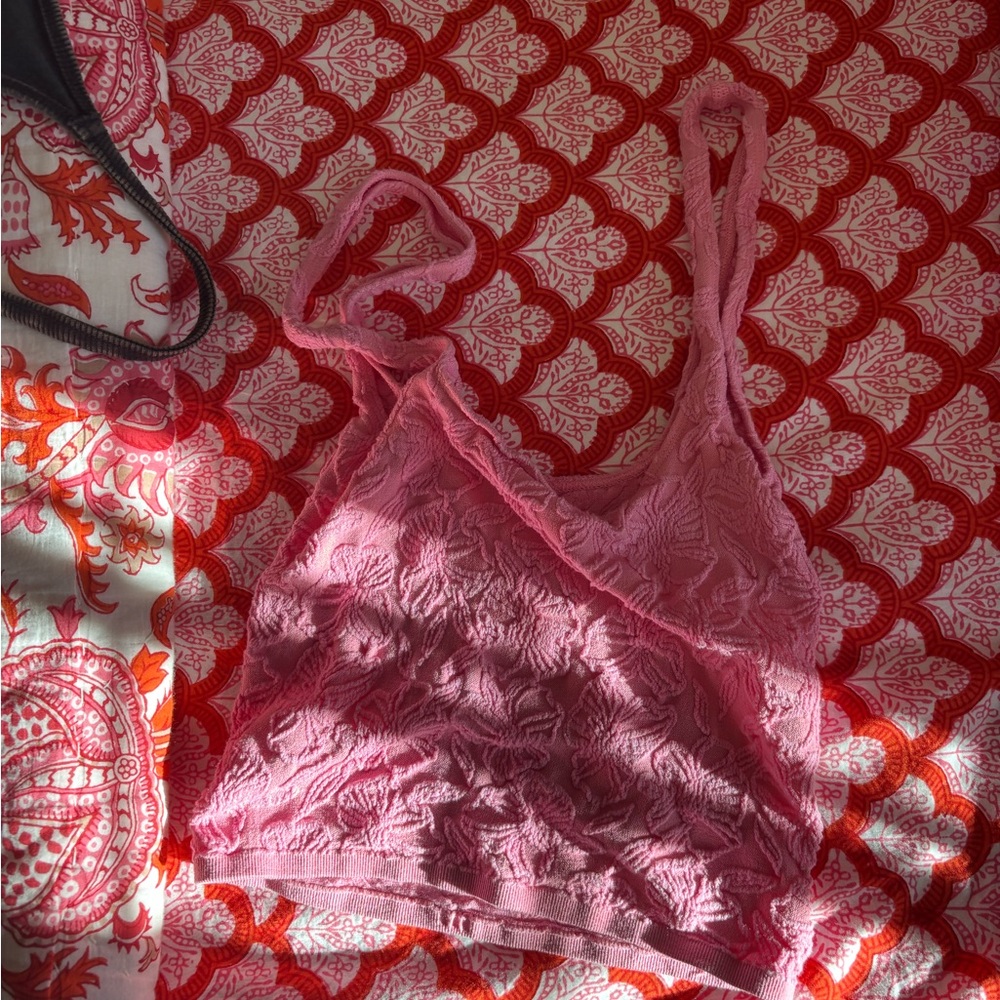 Anthropologie Pink Lace Bandeau